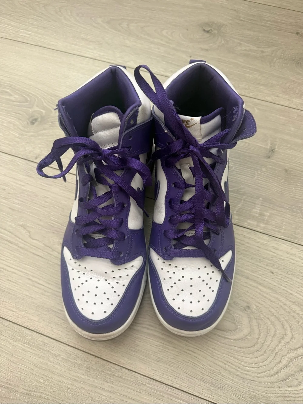 Nike Purple and White High-Top Sneakers